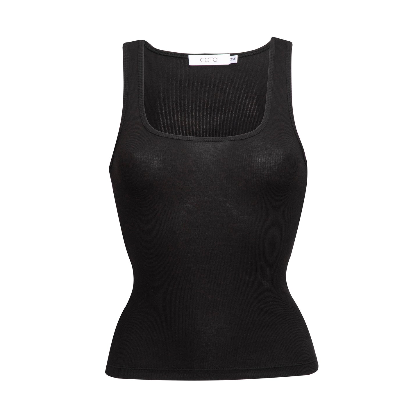 SQUARE NECK TANK RIB 027 BLACK