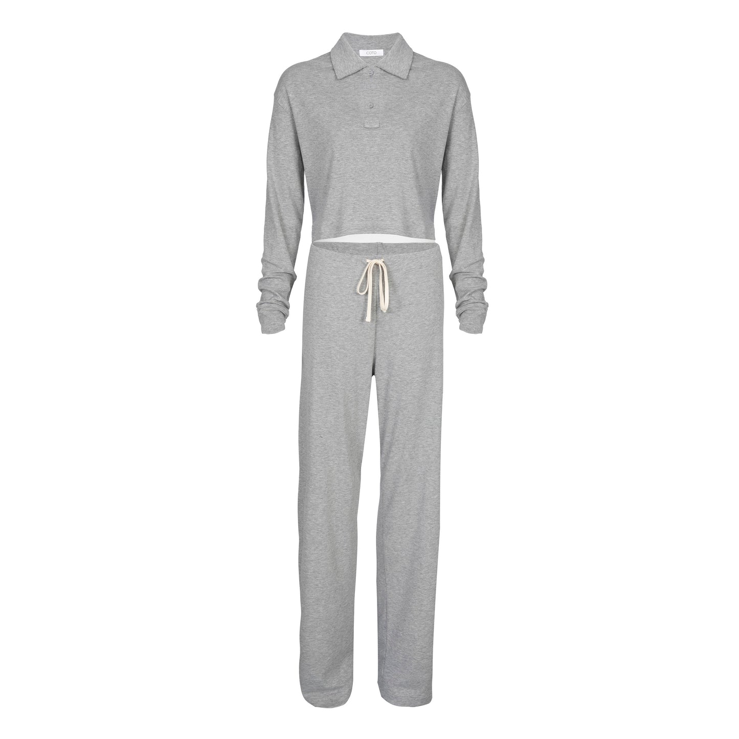 CROP POLO LONG SLEEVE 020 GREY