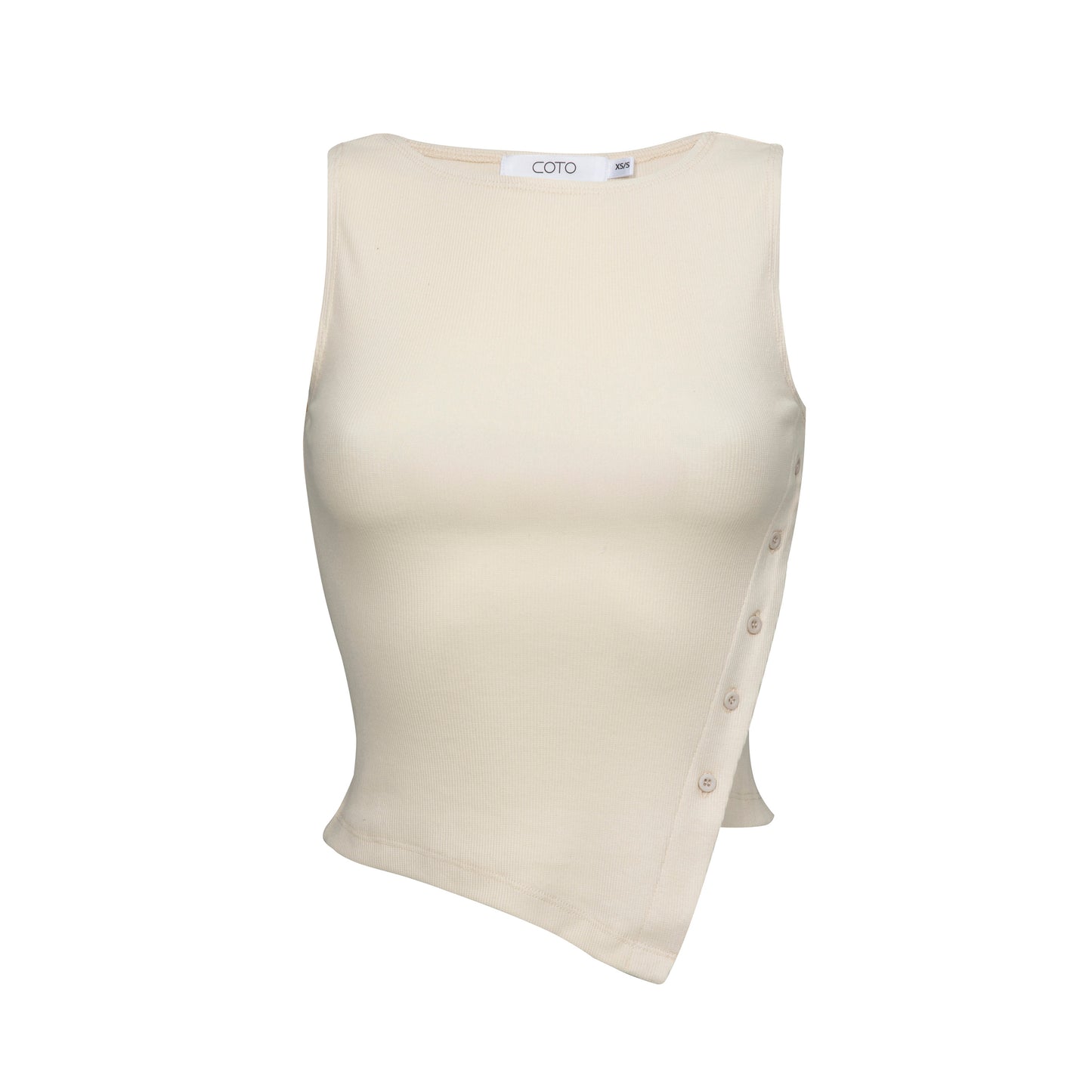 ASYMMETRICAL COTTON TANK 035 CREAM