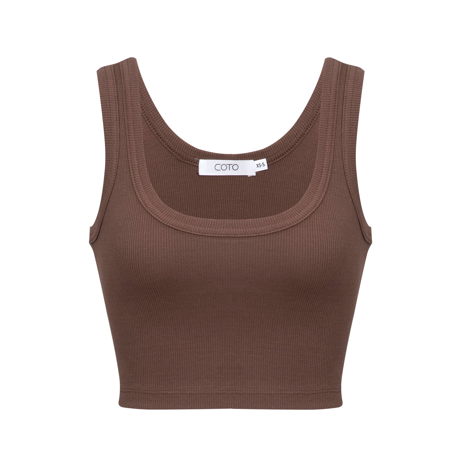 CROPPED TANK RIB 019 BROWN