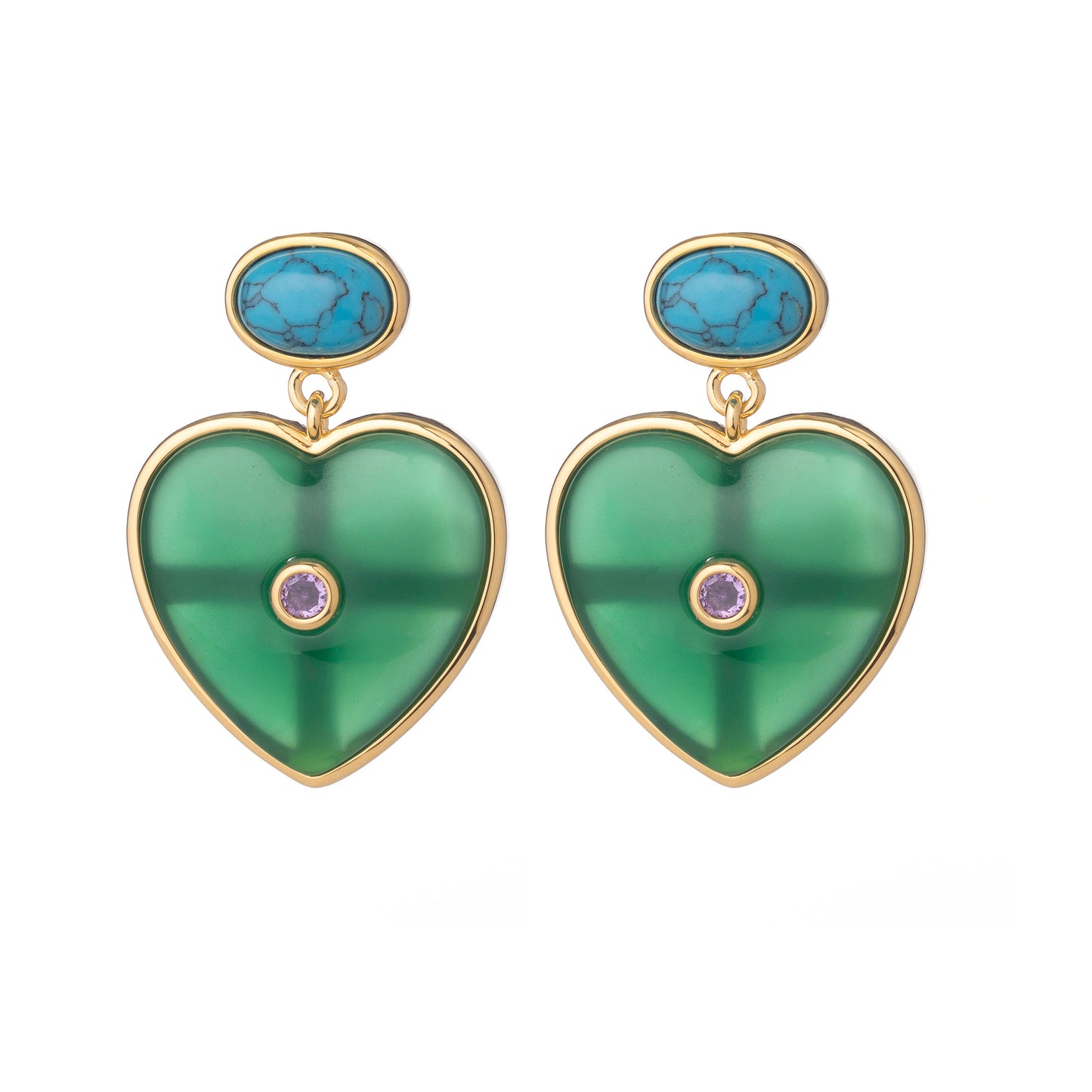 GREEN BELLA HEART EARRINGS