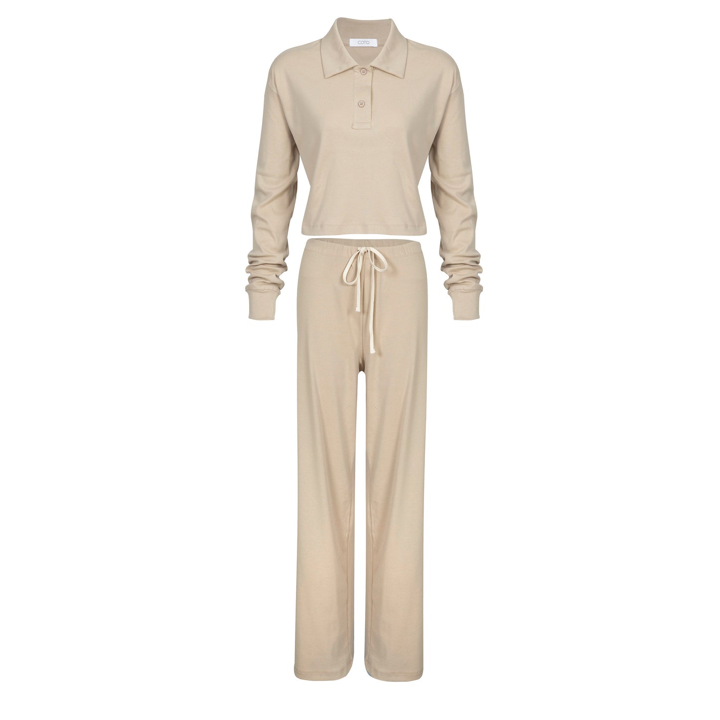 CROP POLO LONG SLEEVE 020 STONE