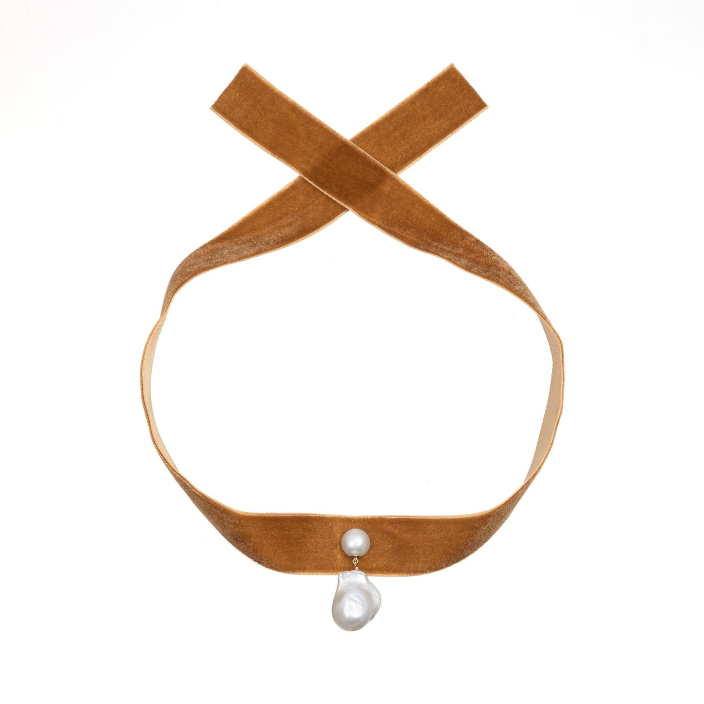 COLOURFUL VELVET AQUA PEARL NECKLACE