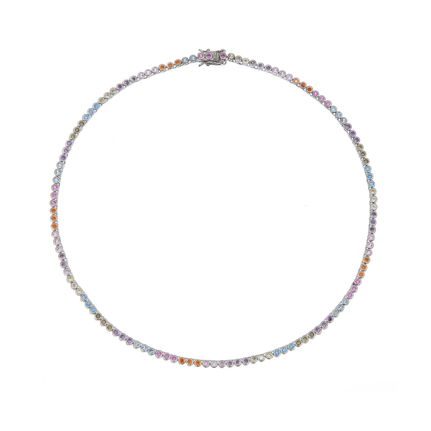SILVER RAINBOW TENNIS NECKLACE