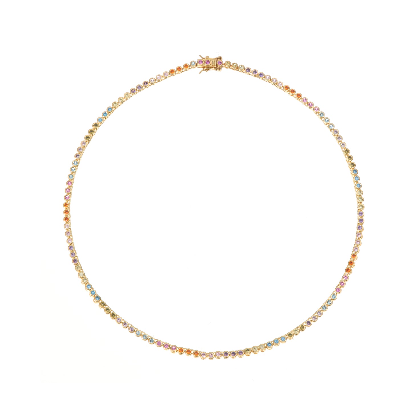 GOLD RAINBOW TENNIS NECKLACE