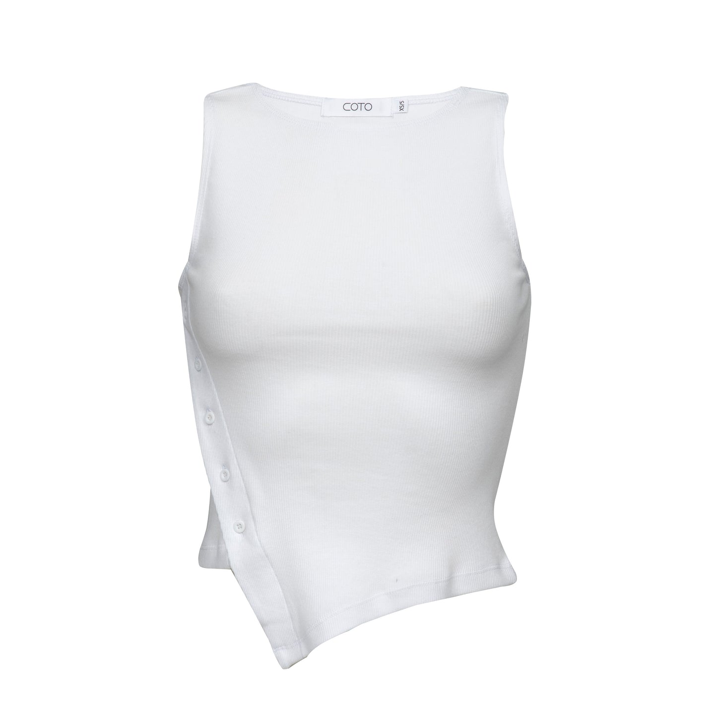 ASYMMETRICAL COTTON TANK 035 WHITE