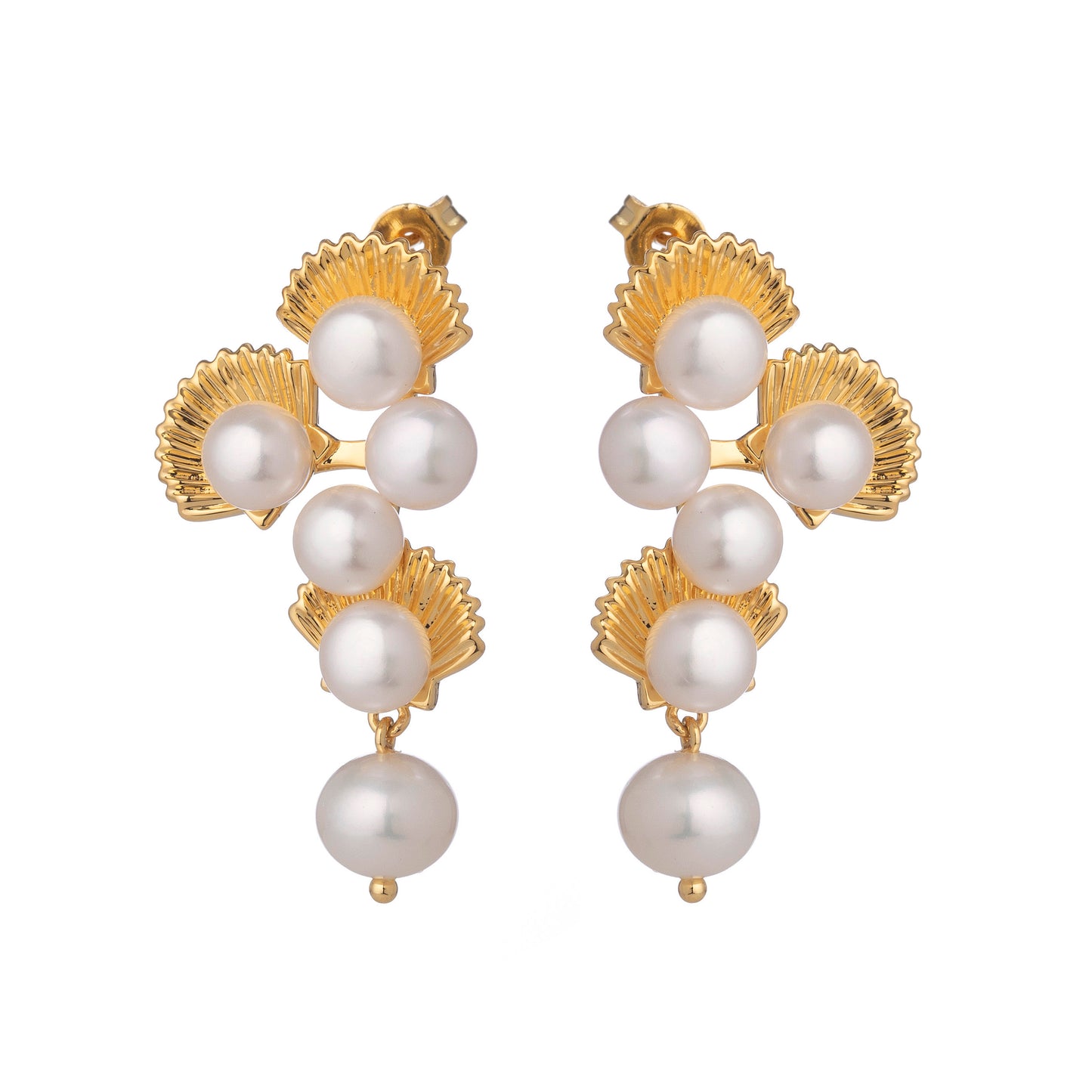 SCALLOP PEARL EARRINGS