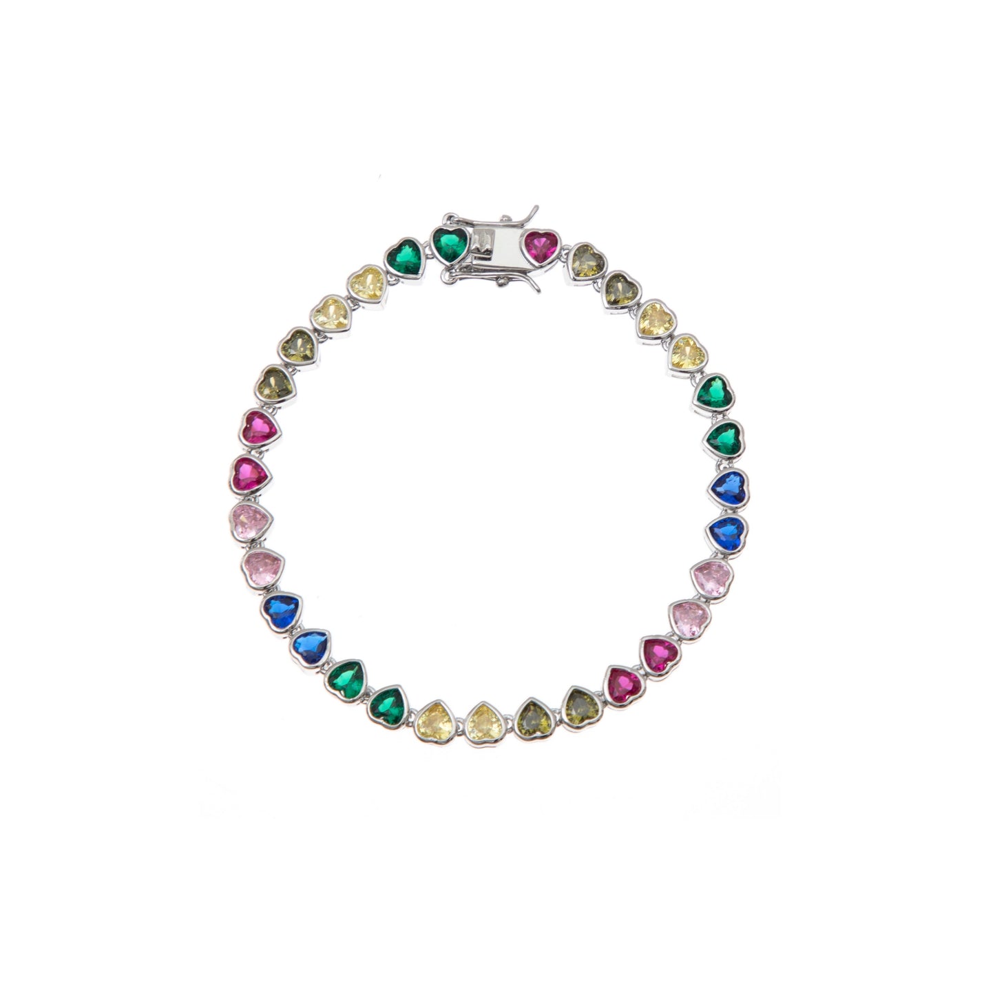 SILVER HEART COLORS TENNIS BRACELET