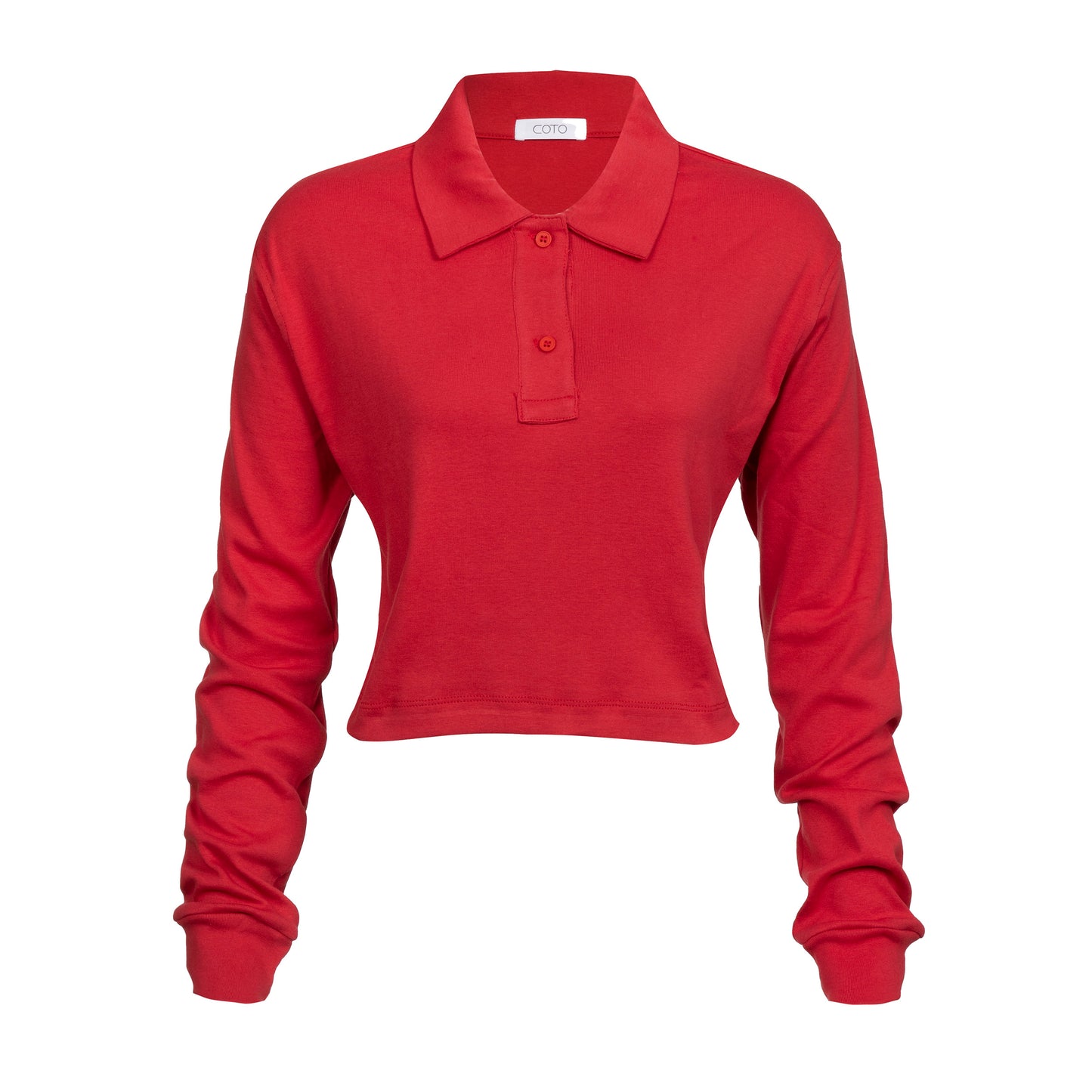 CROP POLO LONG SLEEVE 020 RED