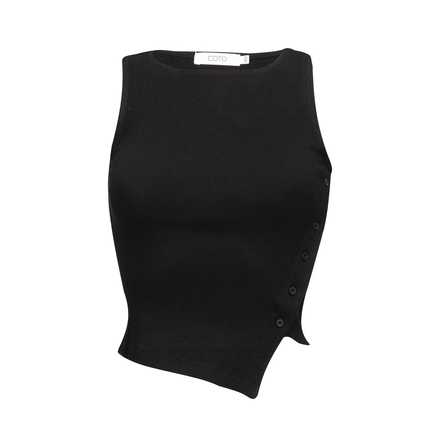 ASYMMETRICAL COTTON TANK 035 BLACK