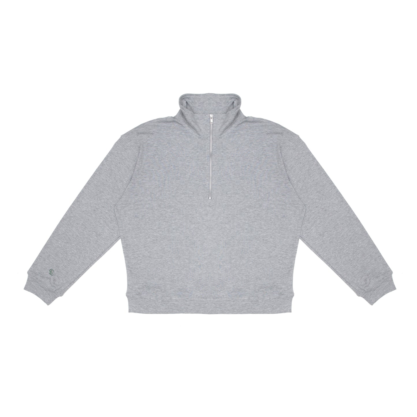 GREY HALF ZIP LIGHT COTTON SWEATSHIRT