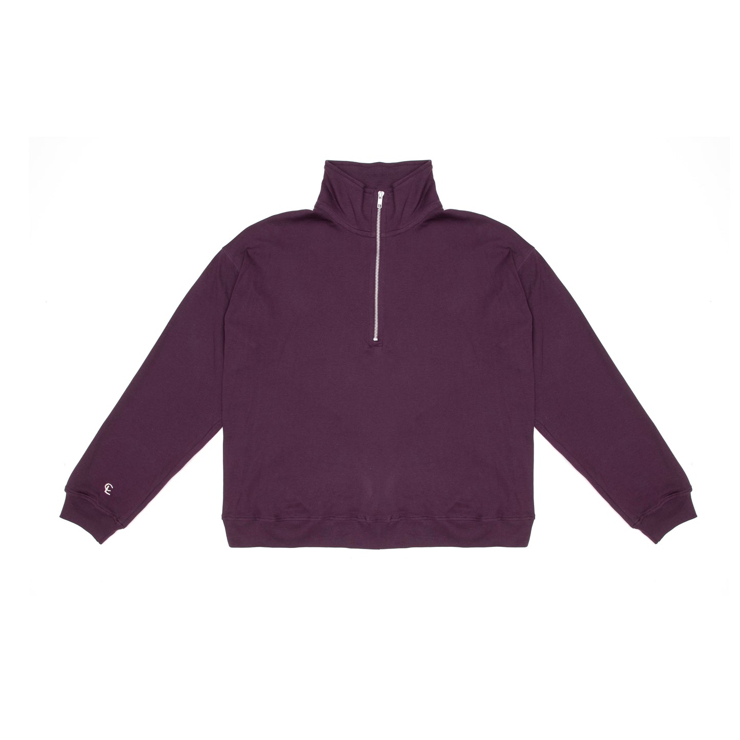 WINE HALF ZIP LIGHT COTTON SWEATSHIRT