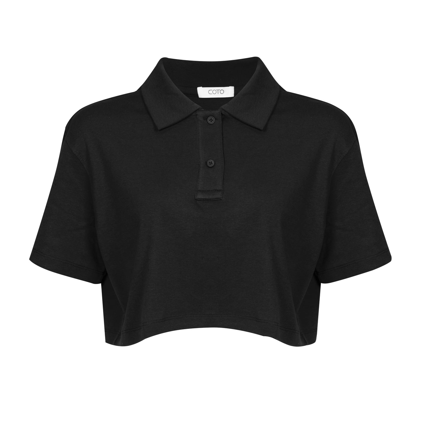 CROP POLO T-SHIRT 022 BLACK