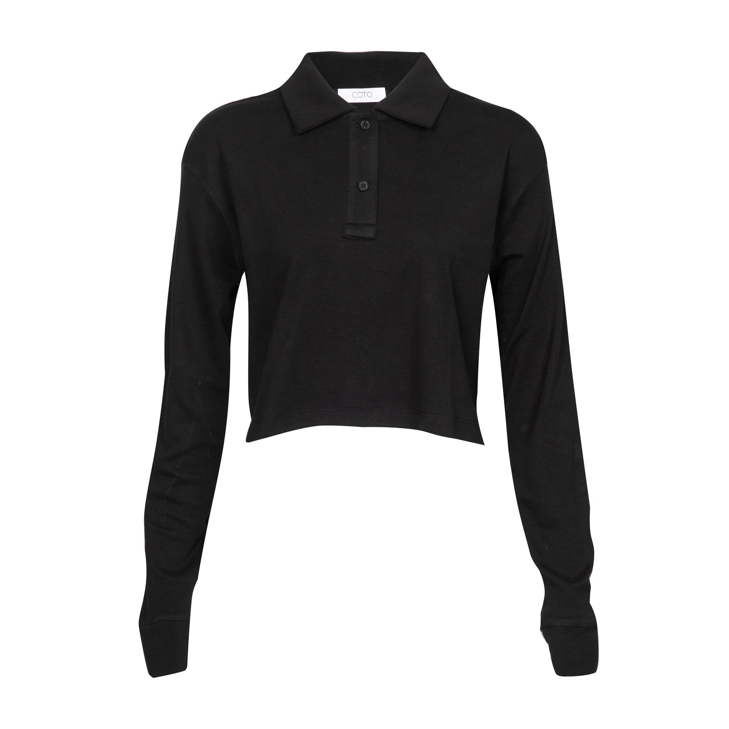 CROP POLO LONG SLEEVE 020 BLACK