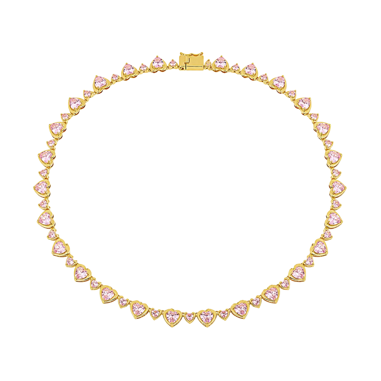 PINK CROWN HEARTS TENNIS NECKLACE