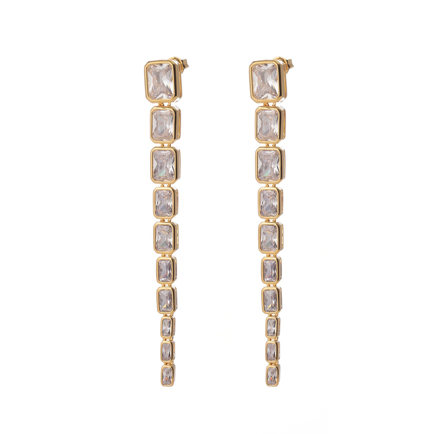 EMERALD CUT DROP EARRINGS