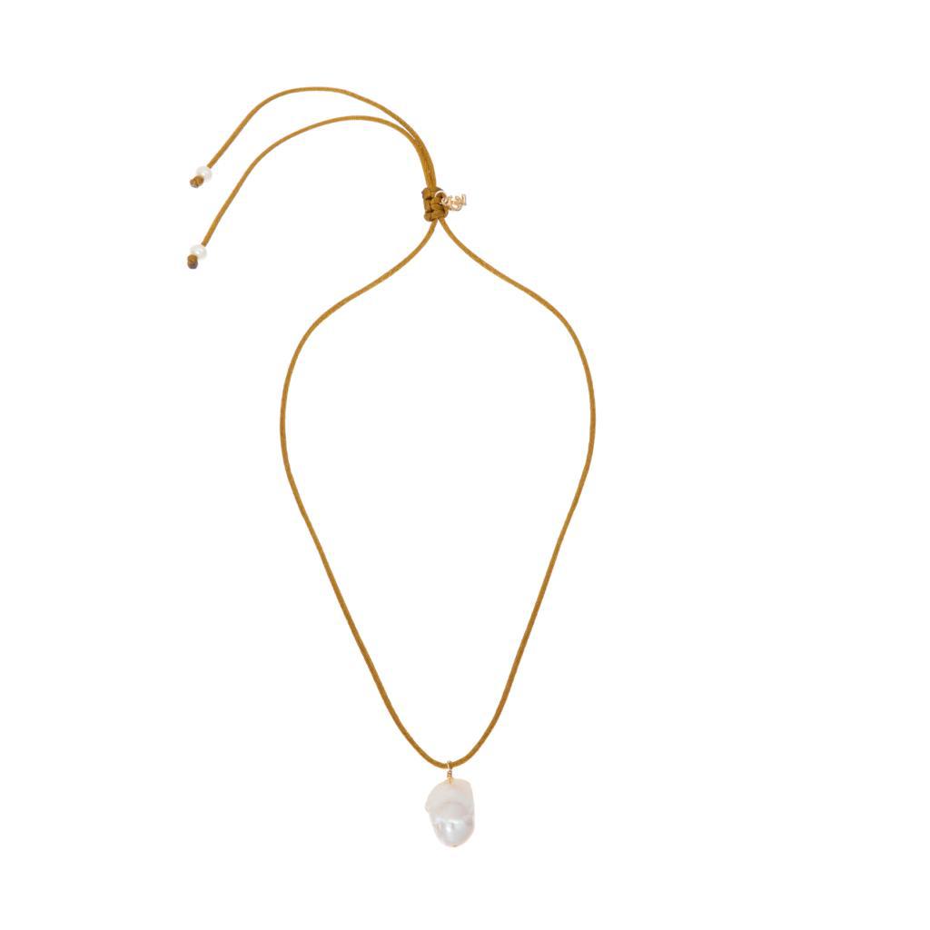 MUSTARD RAIN AQUA PEARL NECKLACE