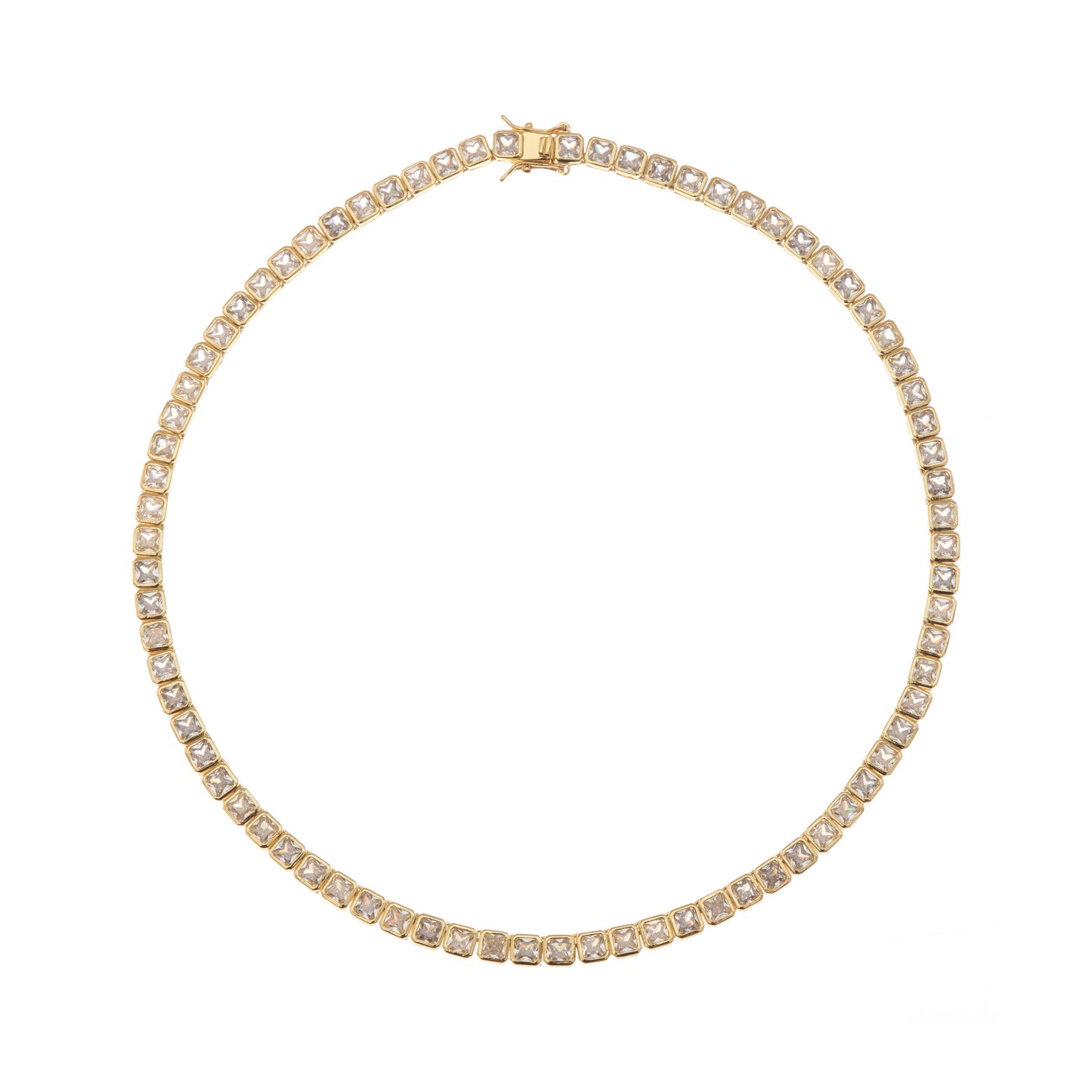 GOLD SQUARE TENNIS NECKLACE