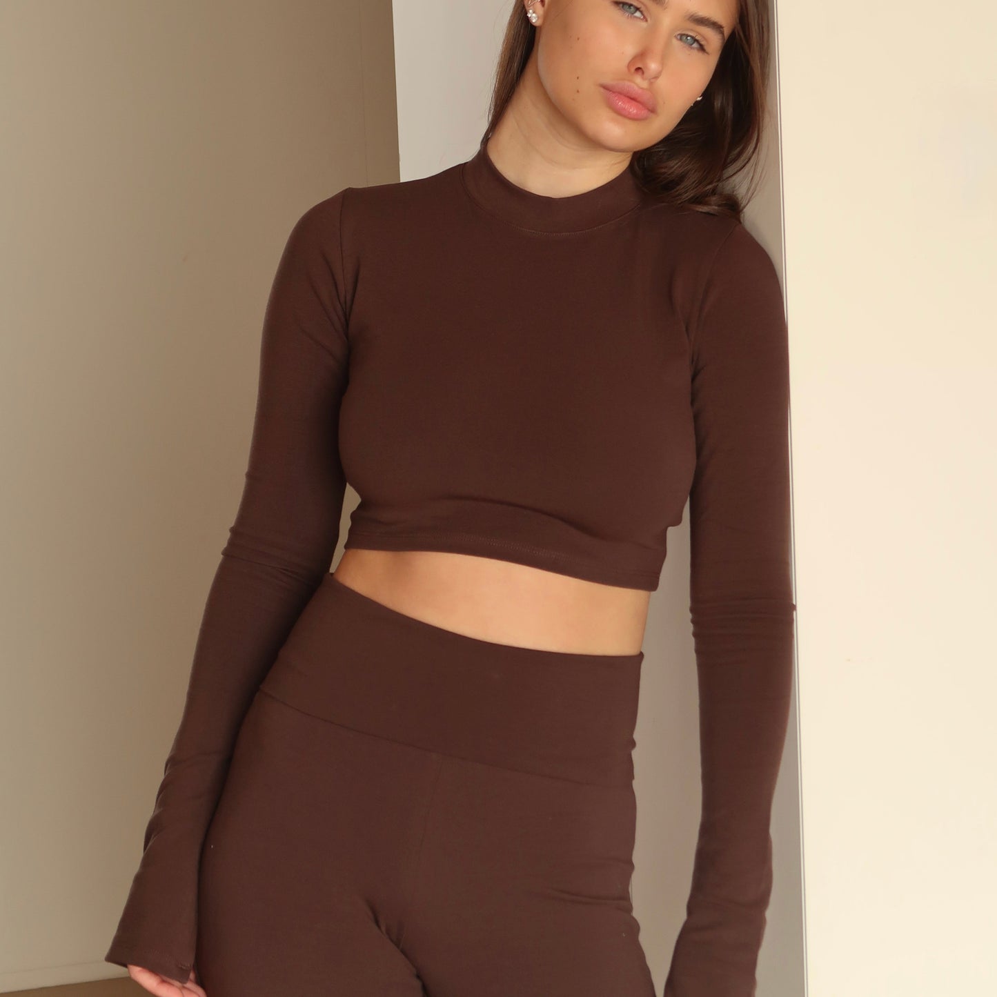SOFT MOCK NECK LONG SLEEVE 052 COCOA
