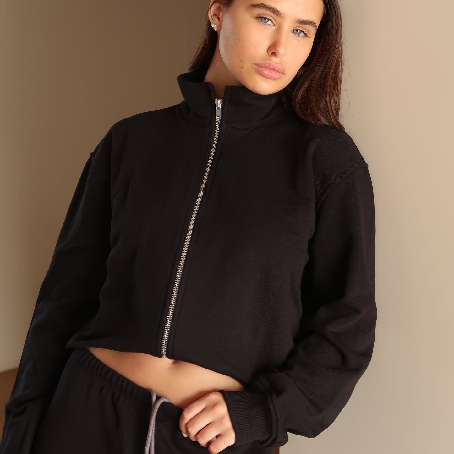 ZIP POLO SWEATSHIRT 050 BLACK