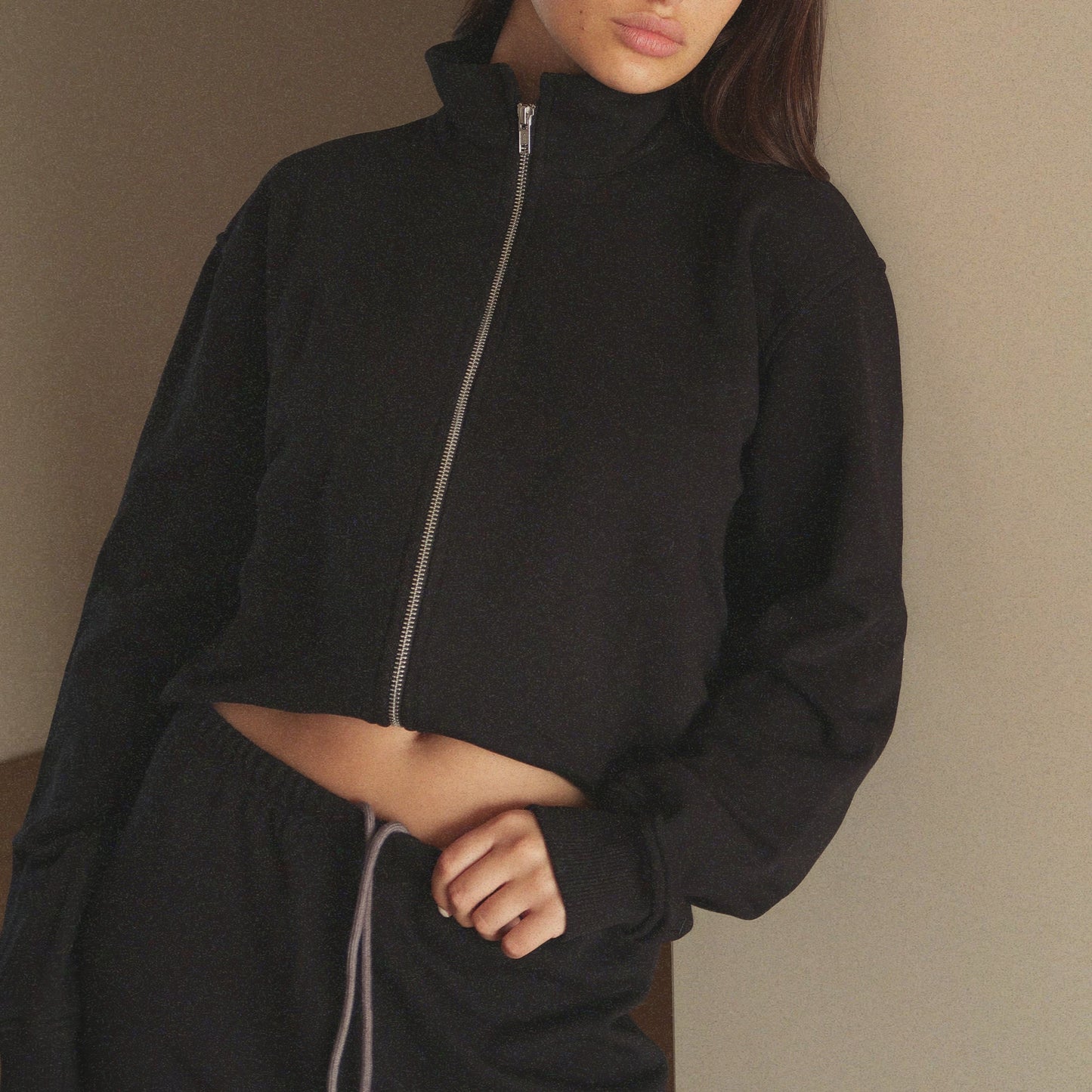 ZIP POLO SWEATSHIRT 050 BLACK