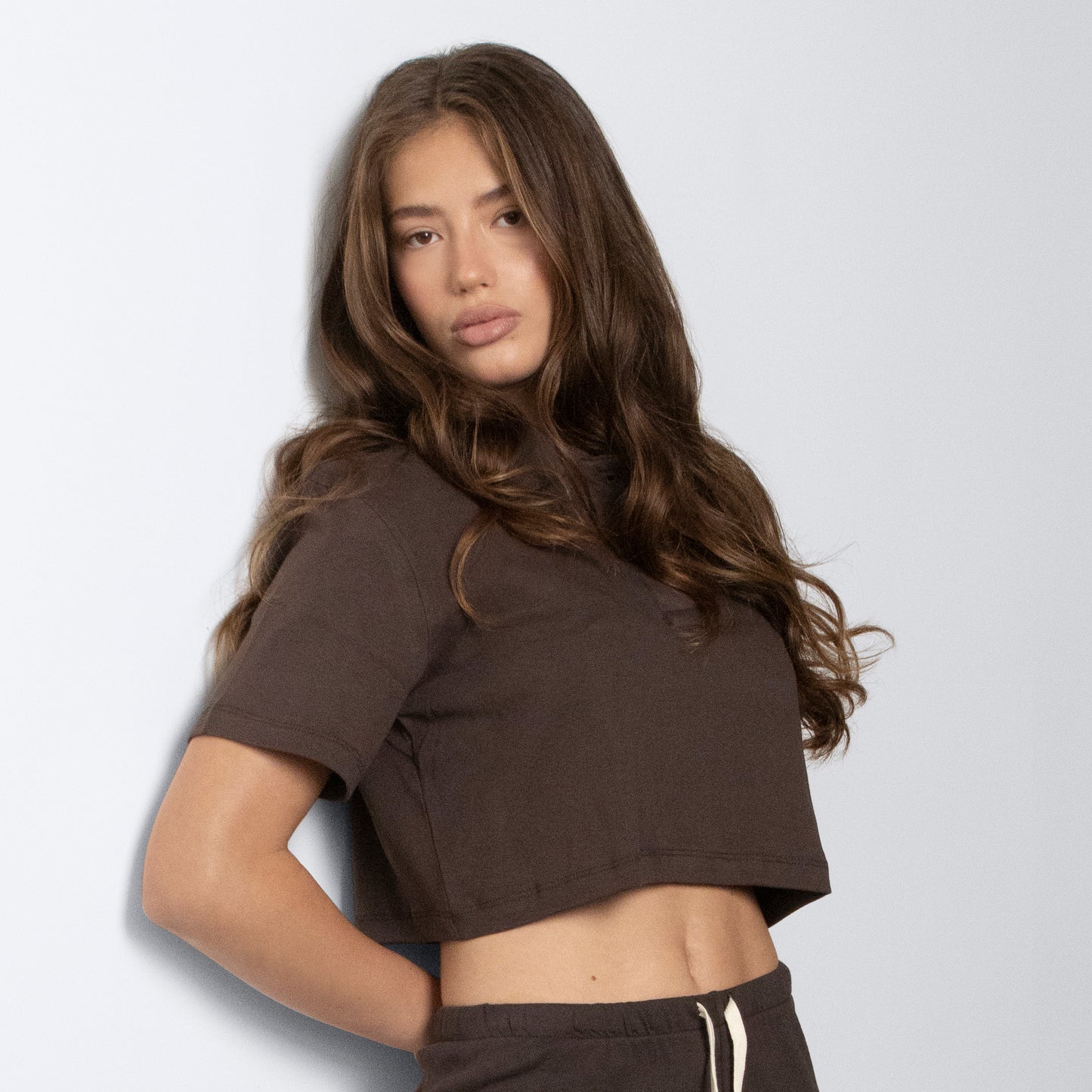 CROP POLO T-SHIRT 022 COCOA