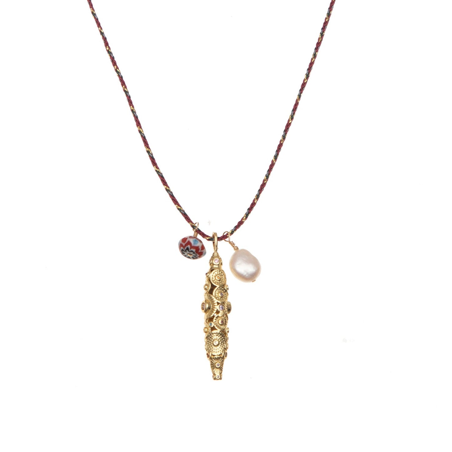 MAROON CHARM FISH NECKLACE