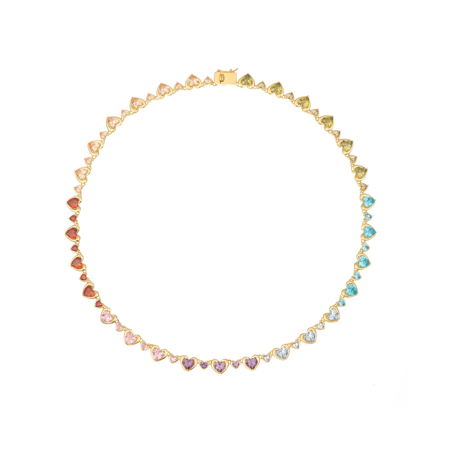COLOURFUL CROWN HEARTS TENNIS NECKLACE