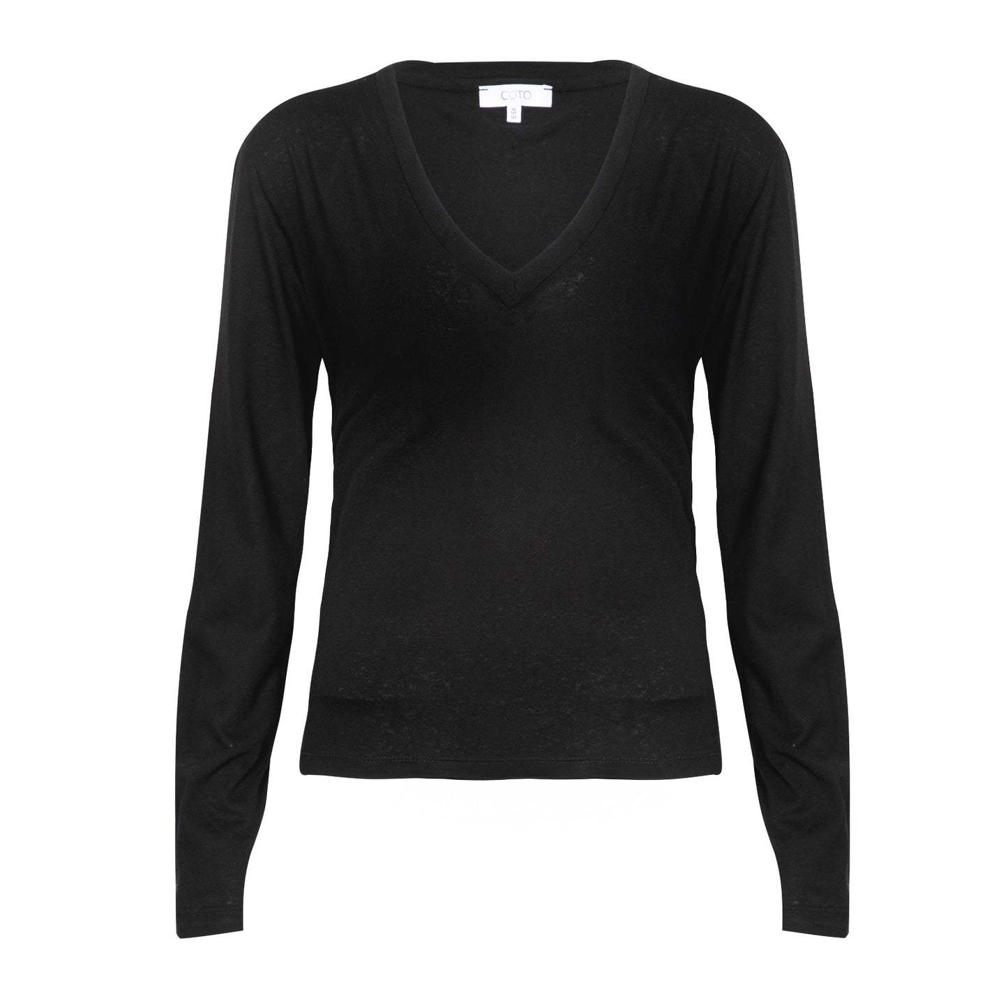 T-SHIRT V NECK 016 LONG SLEEVE BLACK