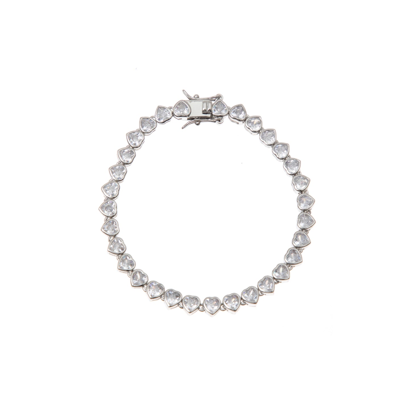 SILVER HEART TENNIS BRACELET